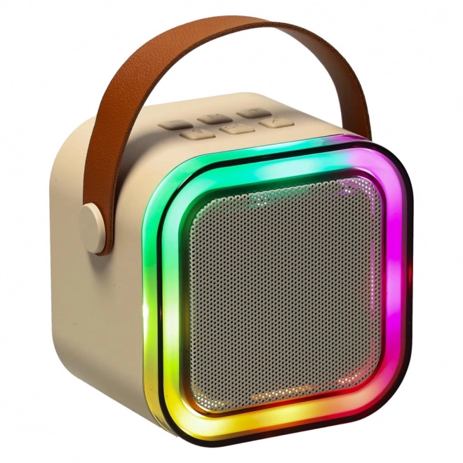 Karaoke set 2 mikrofona + prijenosni zvučnik BLUETOOTH USB LED bež boja