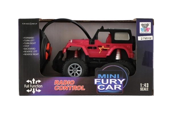 Auto RC terenac 14cm plast 27MHz na baterije sa svjetlom u kutiji 20x11x10cm