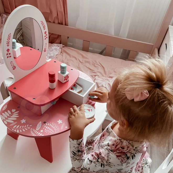 Ružičasta drvena toaletna stolica sa zrcalom Tooky Toy