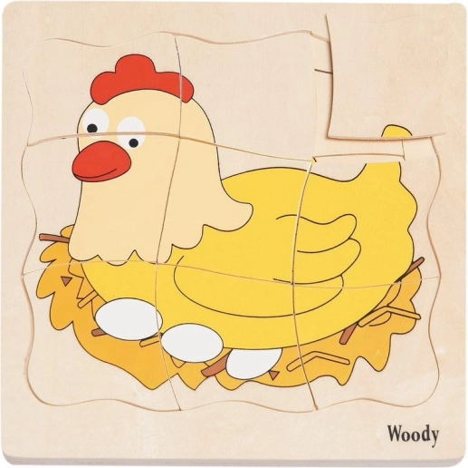 Drvene slojevite puzzle život kokice 3+