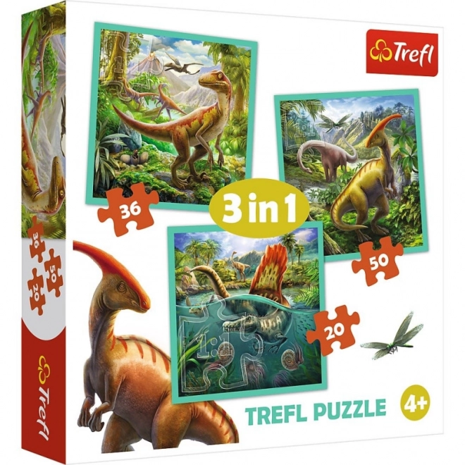 Puzzle 3u1 Svijet Dinosaura 20x19,5cm u kutiji 28x28x6cm