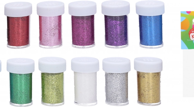 Dekorativne šljokice u tubi 5 cm – set od 12 boja