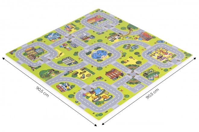 Velika pjenasta prostirka EVA za djecu Grad 90,5x90,5 cm 21 kom ECOTOYS