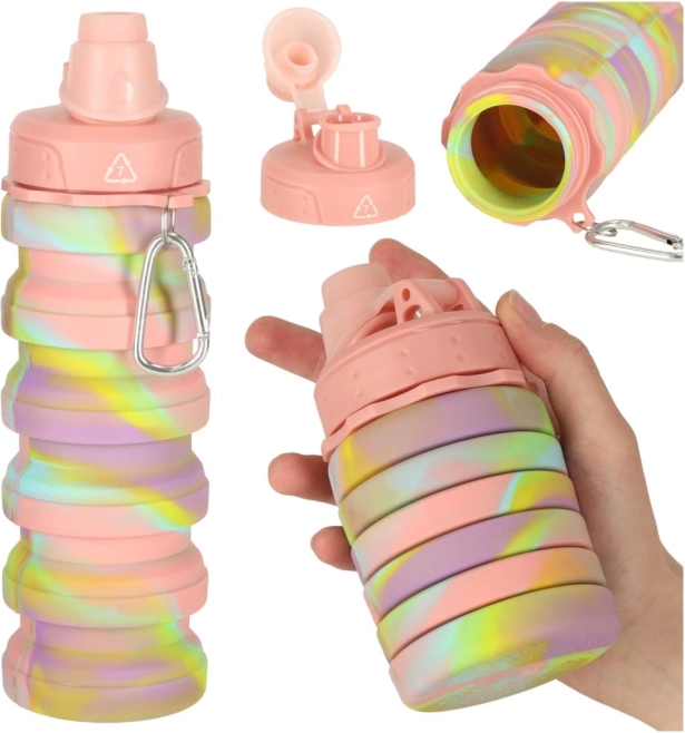 Sklopiva sportska silikonska boca za vodu 500 ml, duginih boja