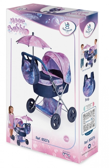 DeCuevas 85076 Sklopiva kolica za lutke sa suncobranom i torbom Magic Bubble 2024 - 60 cm
