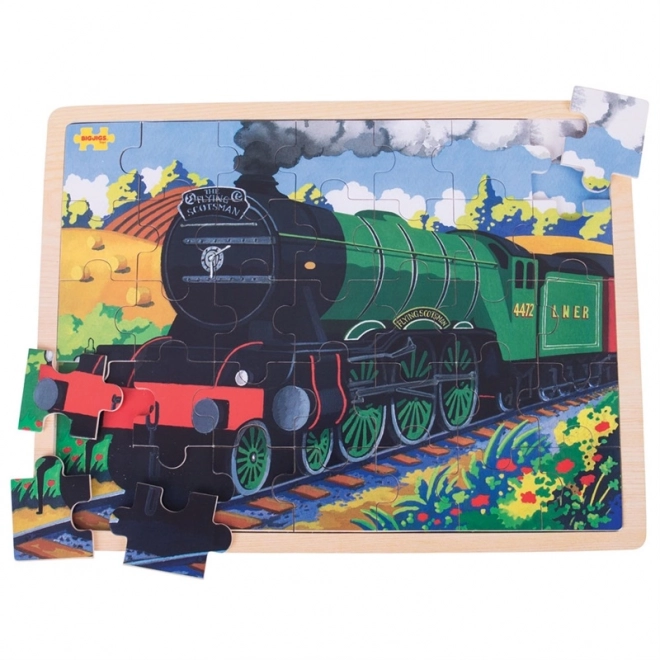 Bigjigs Toys Drvene puzzle povijesni vlak Flying Scotsman 35 dijelova