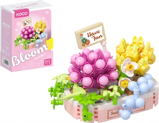 Konstrukcijski set KOCO Bloom – cvjetni aranžmani sukulenata, 249 dijelova