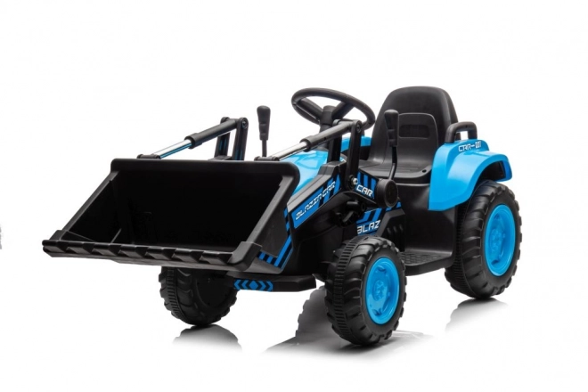 Električni dječji traktor s lopatom plavi