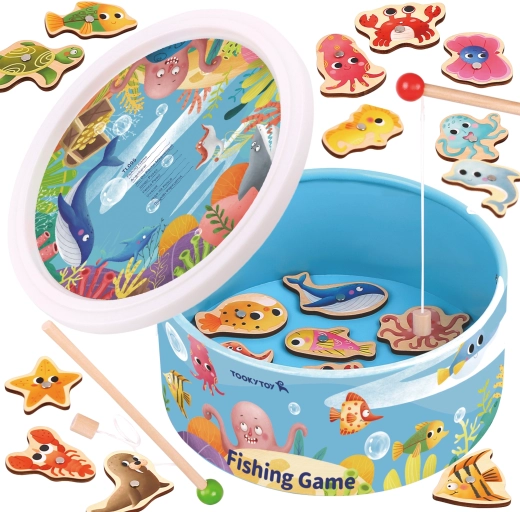 Tooky Toy magnetska igra pecanja ribica – drveni set