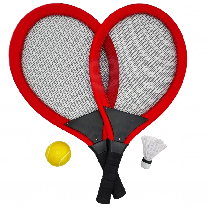 Velike rekete za tenis i badminton za djecu set s lopticom i košaricom