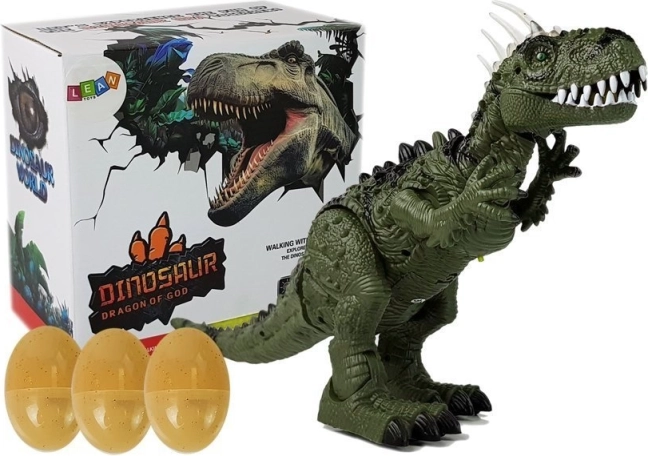 Zeleni dinosaurus na baterije s projektorom, zvukovima i polaganjem jaja
