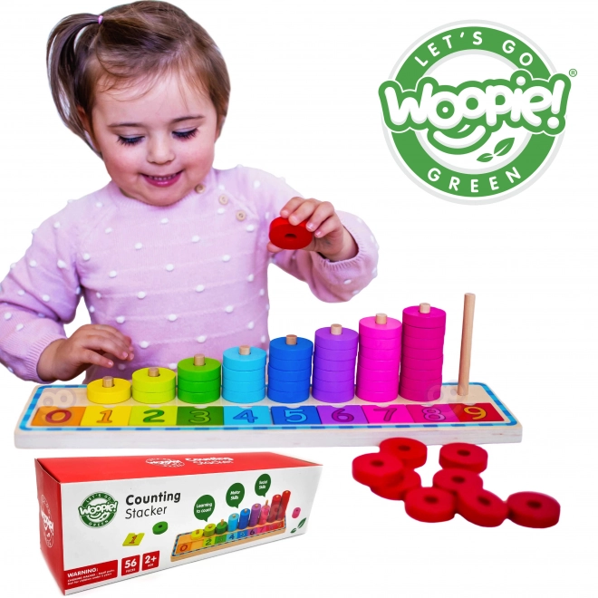 Woopie Green montessori drvena brojalica i šarena slagalica, 56 dijelova