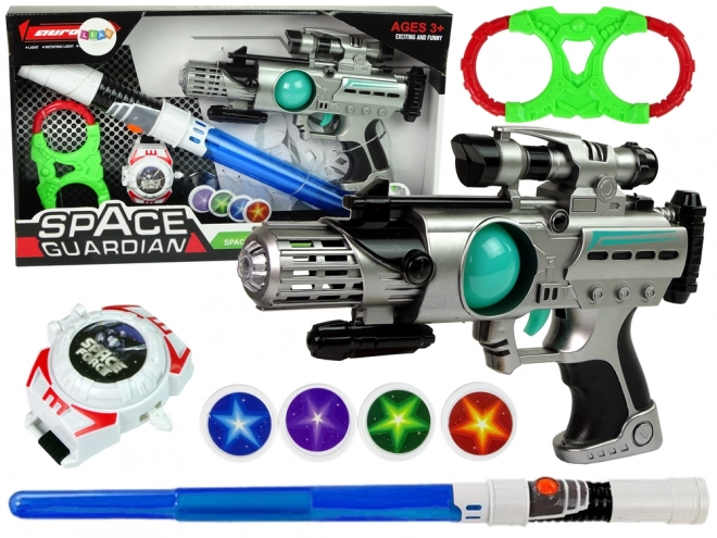 Set svemirskih oružja Space Guardian s laserskim pištoljem i mačem