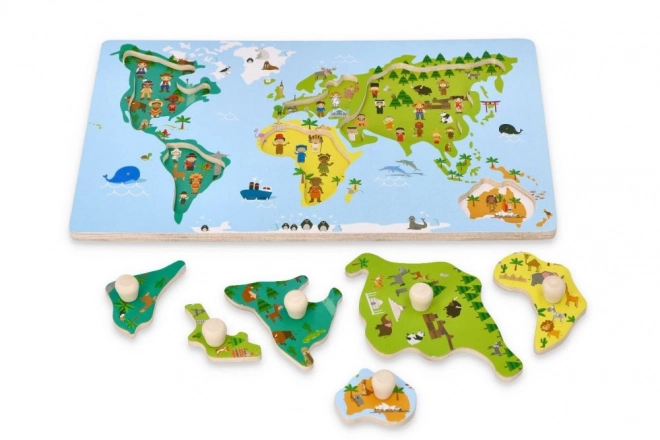 Puzzle s ručkama karta svijeta