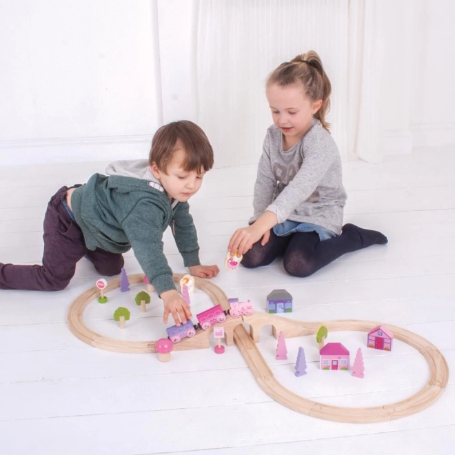 Bigjigs Rail Drvena vlakodromska osmica za princeze 35 dijelova