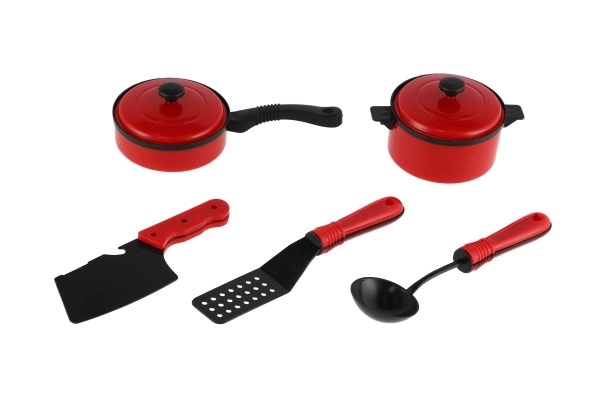 Plastični kuhinjski set posuđa 7 kom crveni na kartici 21x28cm