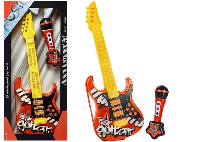 Dječja električna gitara s mikrofonom – crvena