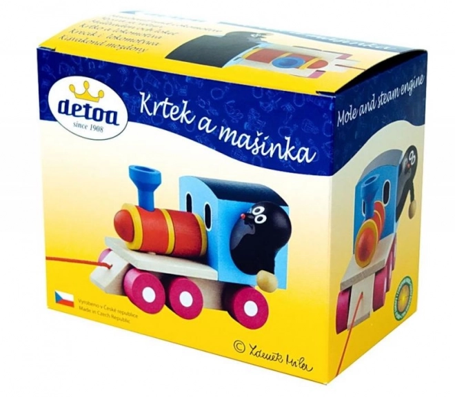 Drvena igračka lokomotiva s Krticom - 12 cm