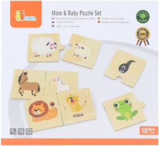 Drvene puzzle VIGA mama i mladunče – životinjski parovi