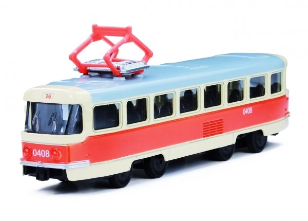 Tramvaj Tatra T3 češki metalni 16cm retro na povratni pogon u kutiji 20x8x6cm CZ dizajn