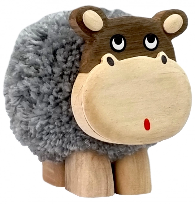 Drvena figura XL Nilskog konja s Pompom
