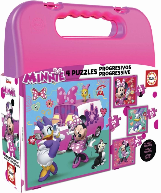 EDUCA puzzle u kovčežiću Minnie i Daisy 4u1 za djecu