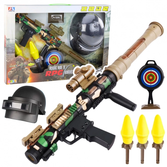 Vojni set s bazukom RPG i zaštitnom kacigom