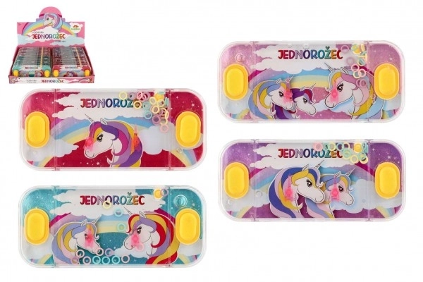 Vodena igra zagonetka 15,5x7cm plastika jednorog 4 vrste 24kom u kutiji