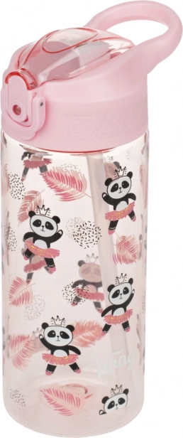 Ružičasta dječja boca za piće s slamkom Panda 500 ml