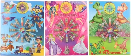 Bojanke A4 s voštanim bojicama Pirati, Dinosauri i Princeze