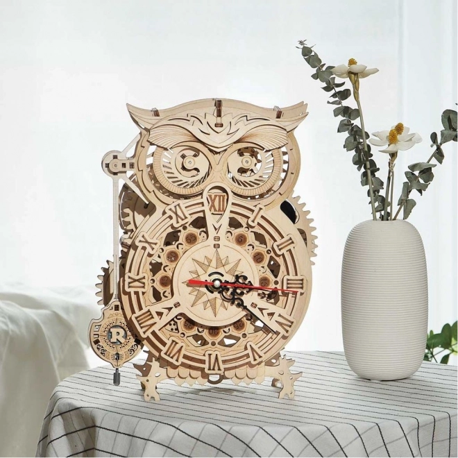 3D drvene mehaničke puzzle Sove Satovi