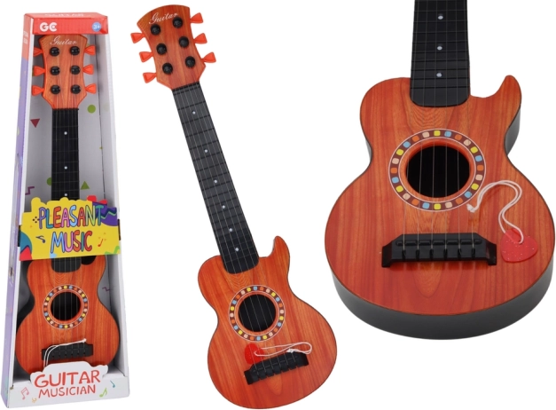 Dječja drvena gitara igračka narančasta