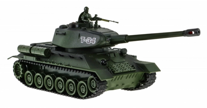 Daljinski upravljana 2 tenka T-34 protiv Tigera za djecu 3+ Modeli za pucanje 1:28 + Velika tenkovska bitka + Svjetlosni zvukovi