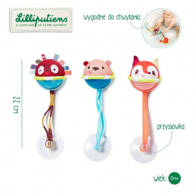 Lilliputiens - set 3 plutajućih loptica s vakuumskim nosačima za djecu od 3 mjeseca