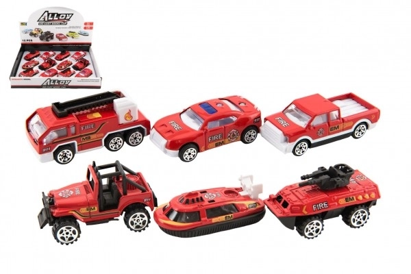 Auto vatrogasci kov/plast 7cm slobodnog hoda mix vrsta 12 komada u kutiji