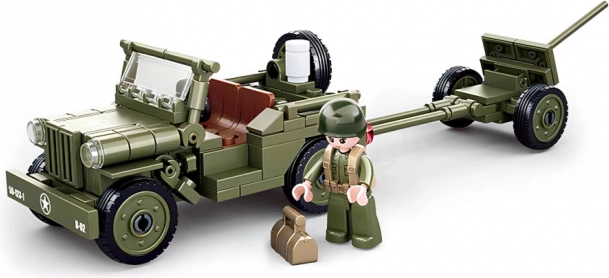 Sluban Army WW2 saveznički džip s protuzračnim topom – građevni set
