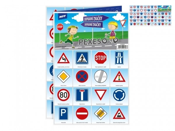 Pexeso papirnate Prometni znakovi društvena igra 32 slike parova 21x30cm