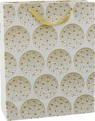 Poklon-vrećica sa zlatnim zvjezdicama, bijela, 32 × 26 × 12 cm