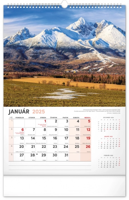 Zidni kalendar Naše Slovačka 2025, 33 × 46 cm