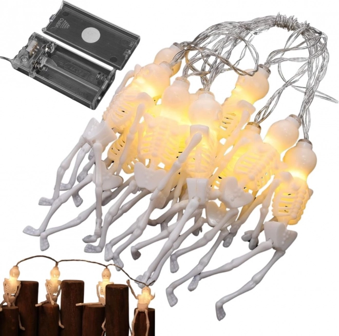 LED Halloween svjetleći lanac kosturi 2 m, 10 privjesaka, toplo bijela