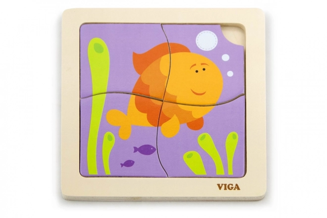 VIGA Drvene puzzle Ribičica 4 dijela