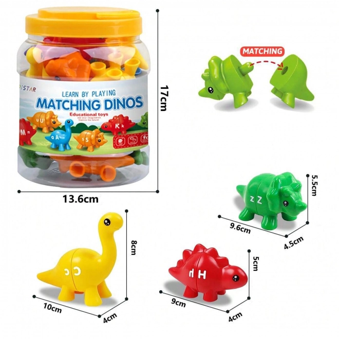 WOOPIE set Montessori figurice dinosaur s učenjem boja i slova Poveži Slovkice 13 kom