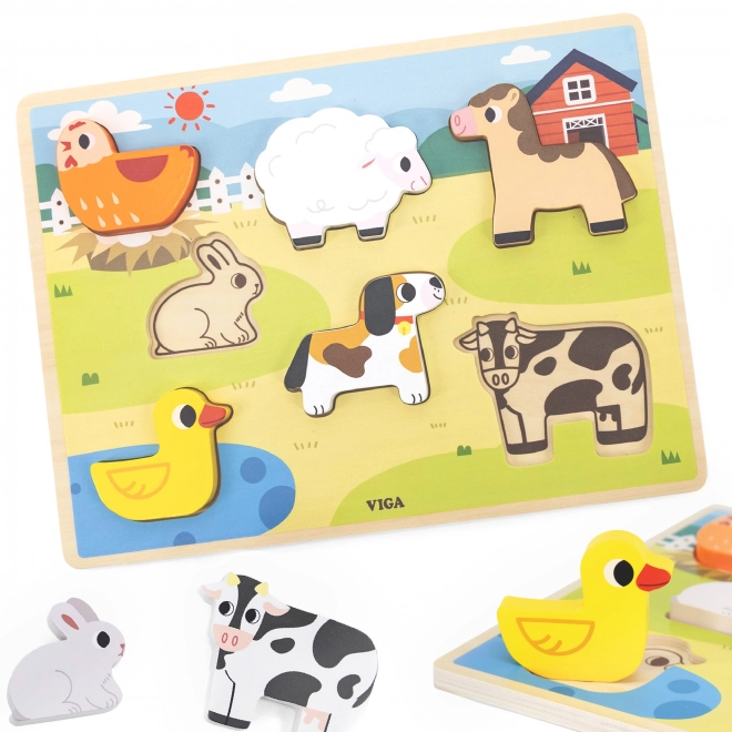 Viga drvene puzzle Montessori Farma 2u1