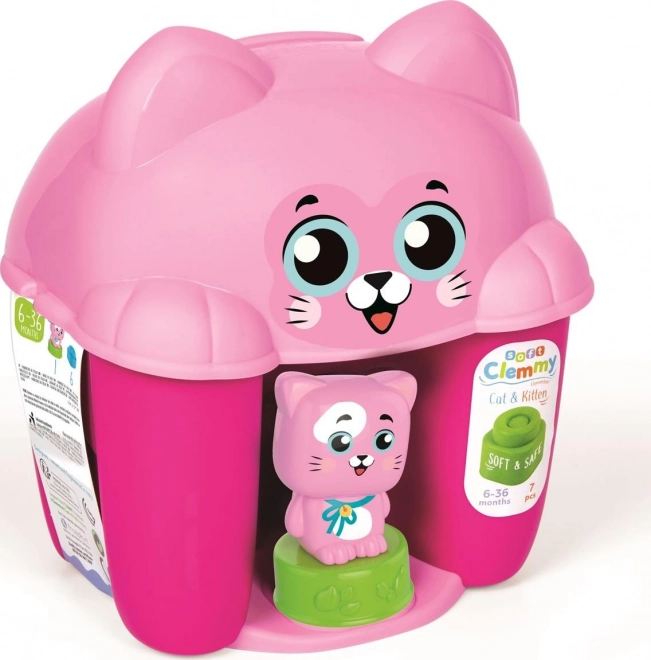 CLEMENTONI SOFT CLEMMY kutija s poklopcem Mačkica sa 6 kocki