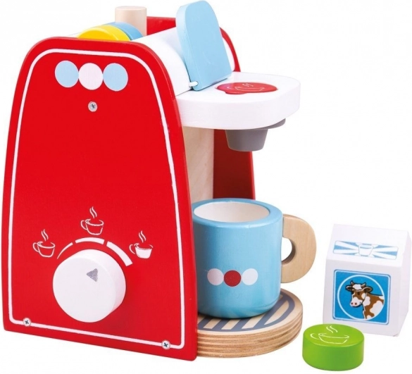 Drveni aparat za kavu BIGJIGS TOYS – crveni