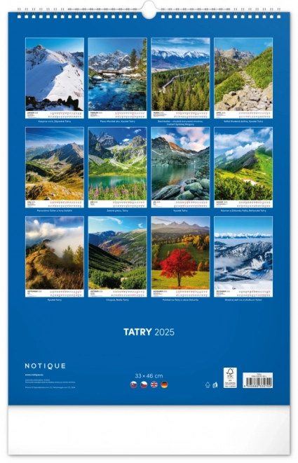 NOTIQUE Zidni kalendar Tatry 2025, 33 x 46 cm