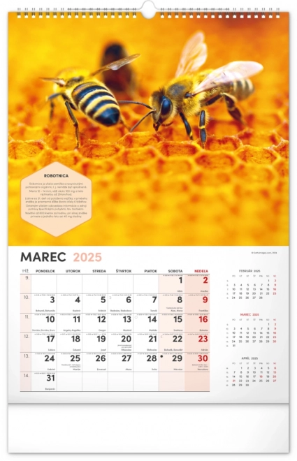 NOTIQUE Zidni Pčelarski kalendar 2025, 33 x 46 cm