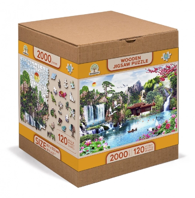 Drvene puzzle Vodopadi u japanskom vrtu