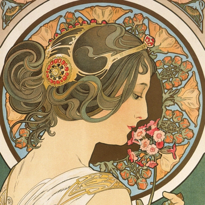 Note kalendar Alfons Mucha 2025, 30 × 30 cm