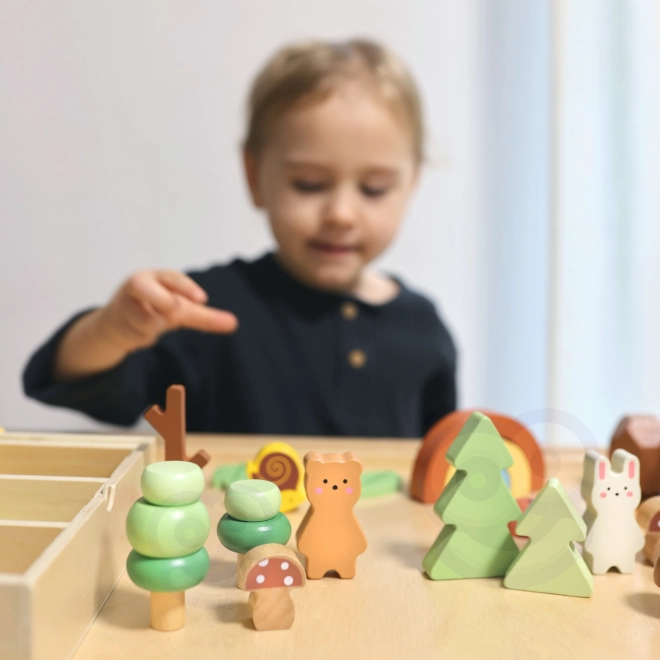 Šumski set s drvenim kockama Tooky Toy